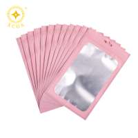 Resealable Mylar Zip lock Bags With Front Window Smell Proof Bag Packaging Pouch Bag For Lip Gloss Eyelash